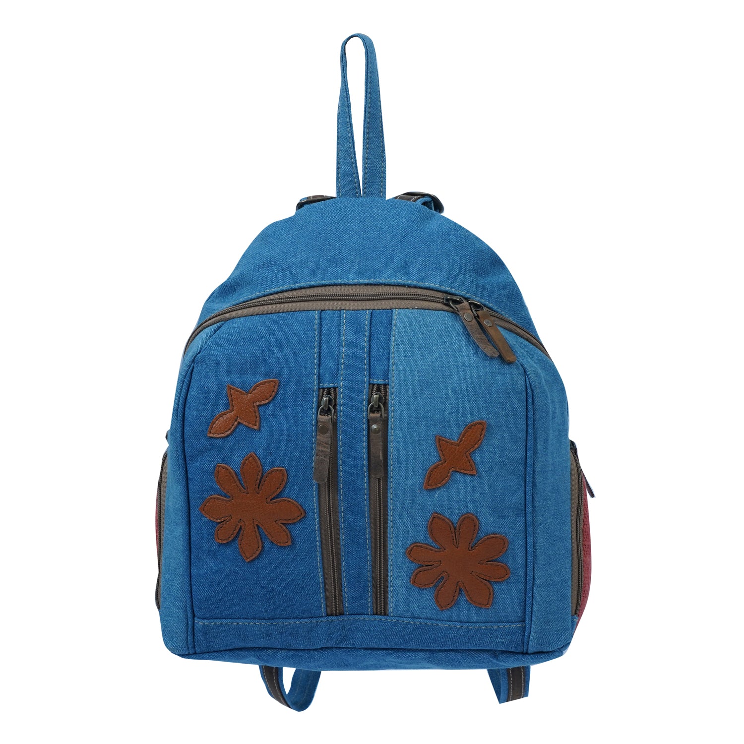 Firo Backpack in denim, showcasing its stylish retro design and versatile carrying options.
