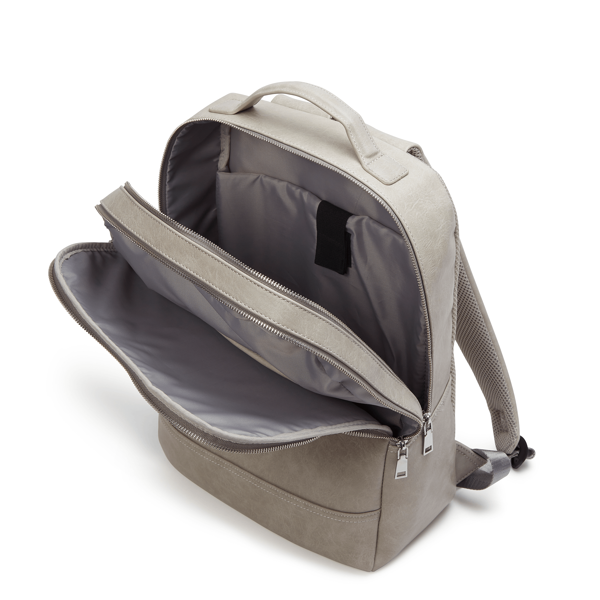 Grey Acacia Unisex Vegan Laptop Backpack with padded straps and multiple compartments for laptops and essentials.