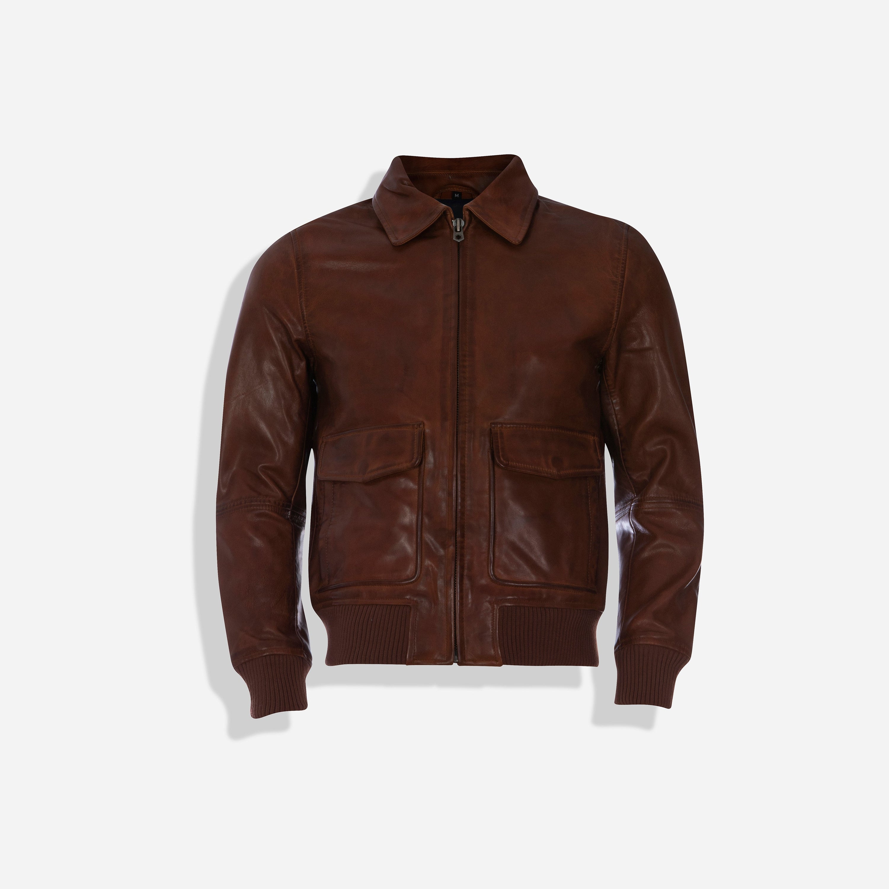 Harry Bomber Jacket in Cognac with detachable fur collar and stylish inner lining, perfect for warmth and fashion.