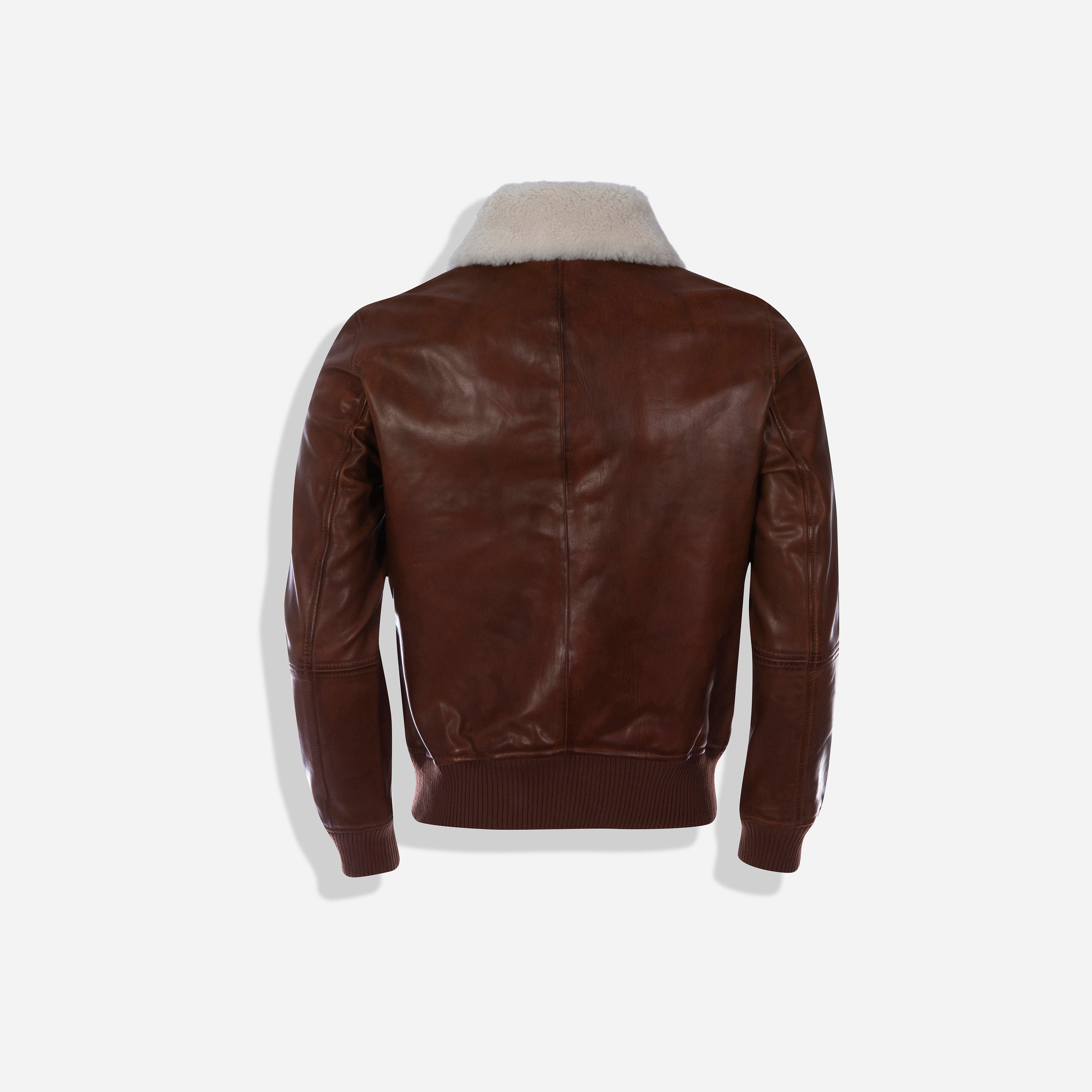 Harry Bomber Jacket in Cognac with detachable fur collar and stylish inner lining, perfect for warmth and fashion.