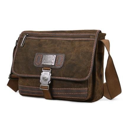 High Quality Casual Military Coffee Messenger Bag for Men, featuring a durable canvas design, soft handle, and multiple pockets for organization.