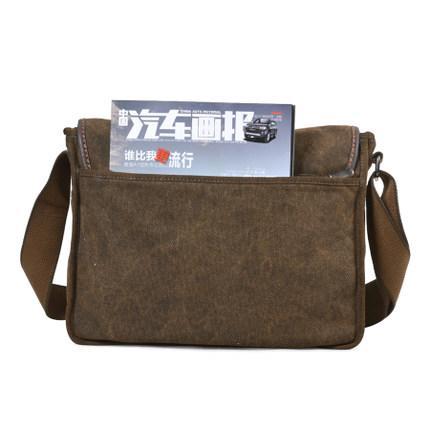 High Quality Casual Military Coffee Messenger Bag for Men, featuring a durable canvas design, soft handle, and multiple pockets for organization.