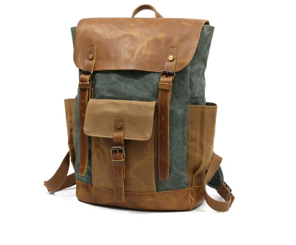 High Quality Fashion Canvas Backpack in vintage style, featuring multiple pockets and comfortable straps, suitable for men and women.