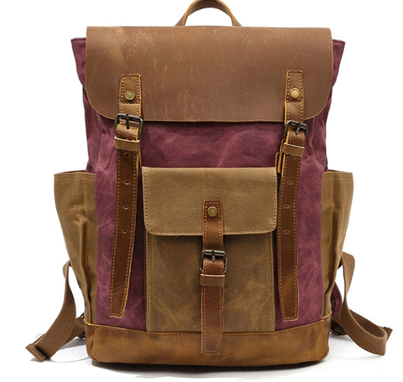 High Quality Fashion Canvas Backpack in vintage style, featuring multiple pockets and comfortable straps, suitable for men and women.