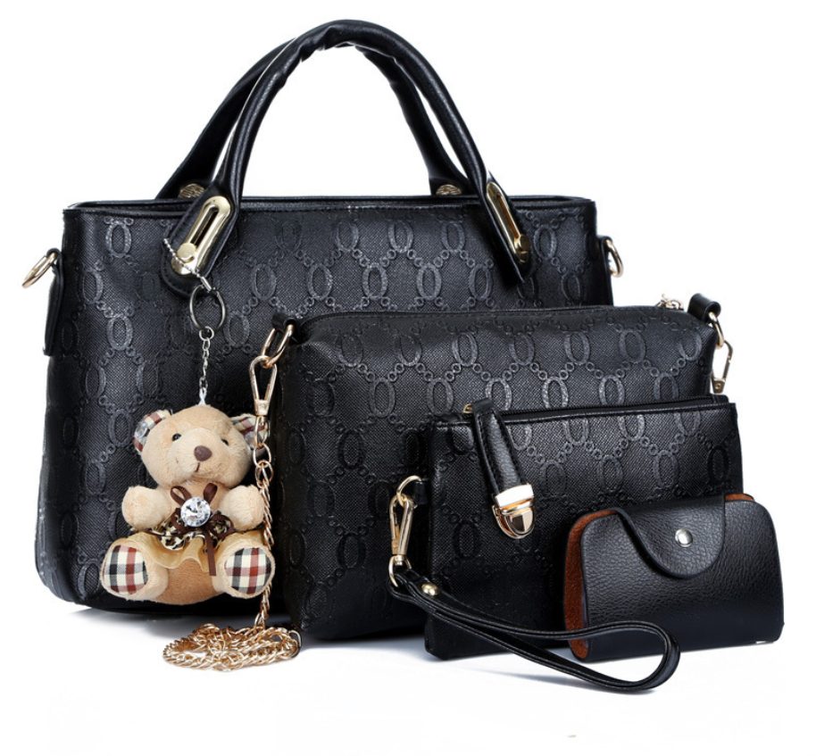 High Quality Fashion Four-Piece Handbag Set for Ladies featuring stylish design and durable PU material.