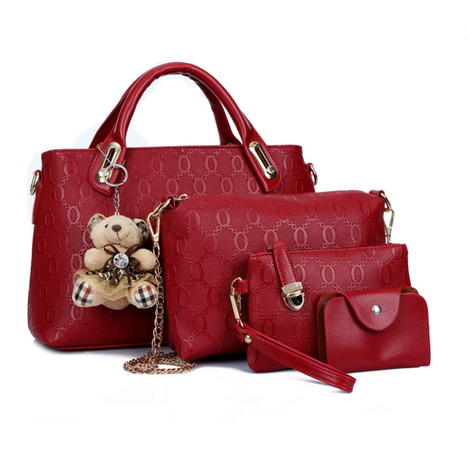 High Quality Fashion Four-Piece Handbag Set for Ladies featuring stylish design and durable PU material.