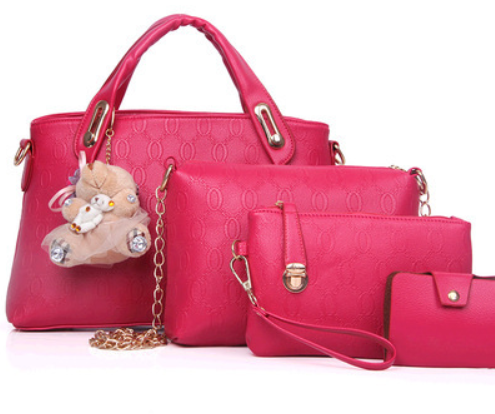 High Quality Fashion Four-Piece Handbag Set for Ladies featuring stylish design and durable PU material.
