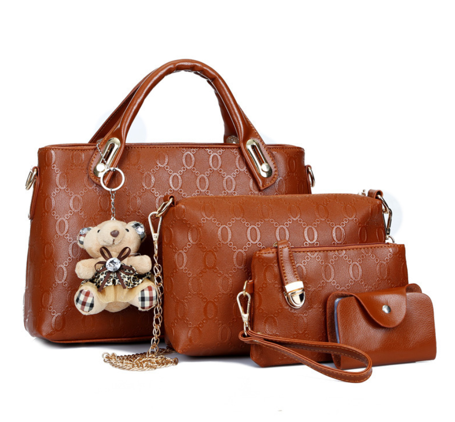 High Quality Fashion Four-Piece Handbag Set for Ladies featuring stylish design and durable PU material.