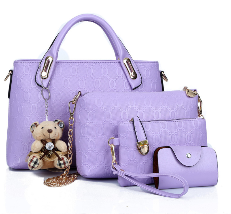 High Quality Fashion Four-Piece Handbag Set for Ladies featuring stylish design and durable PU material.
