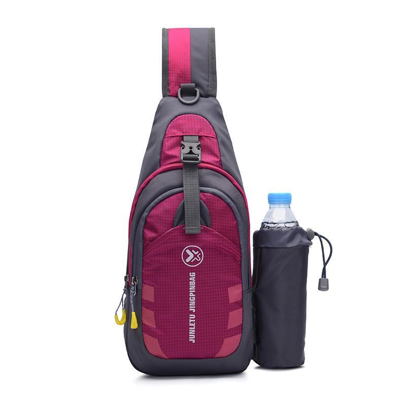 High Quality Nylon Outdoors Waterproof Chest Bag in a scenic outdoor setting, showcasing its durable design and waterproof features.