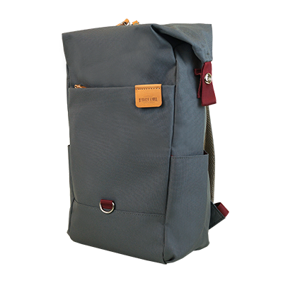 Highline Daypack in various colors with leather accents, showcasing its sleek design and multiple pockets.