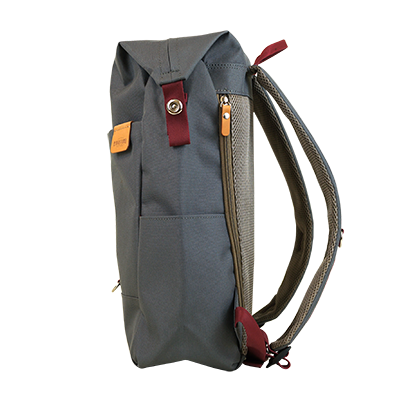 Highline Daypack in various colors with leather accents, showcasing its sleek design and multiple pockets.
