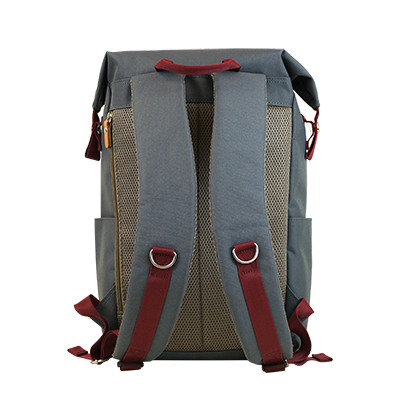 Highline Daypack in various colors with leather accents, showcasing its sleek design and multiple pockets.