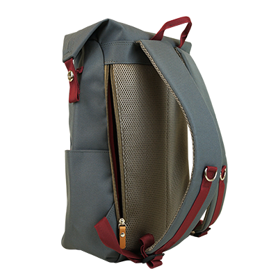 Highline Daypack in various colors with leather accents, showcasing its sleek design and multiple pockets.