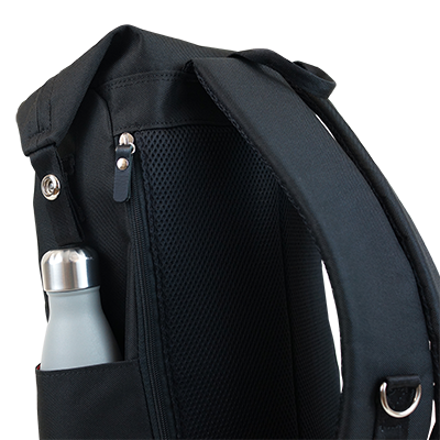 Highline Daypack in various colors with leather accents, showcasing its sleek design and multiple pockets.