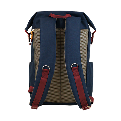 Highline Daypack in various colors with leather accents, showcasing its sleek design and multiple pockets.