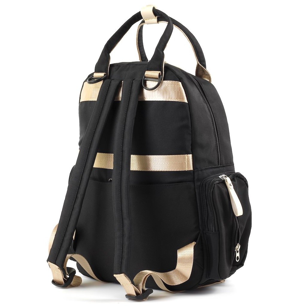 Stylish iPad and laptop backpack in four colors, featuring adjustable straps and multiple pockets for organization.
