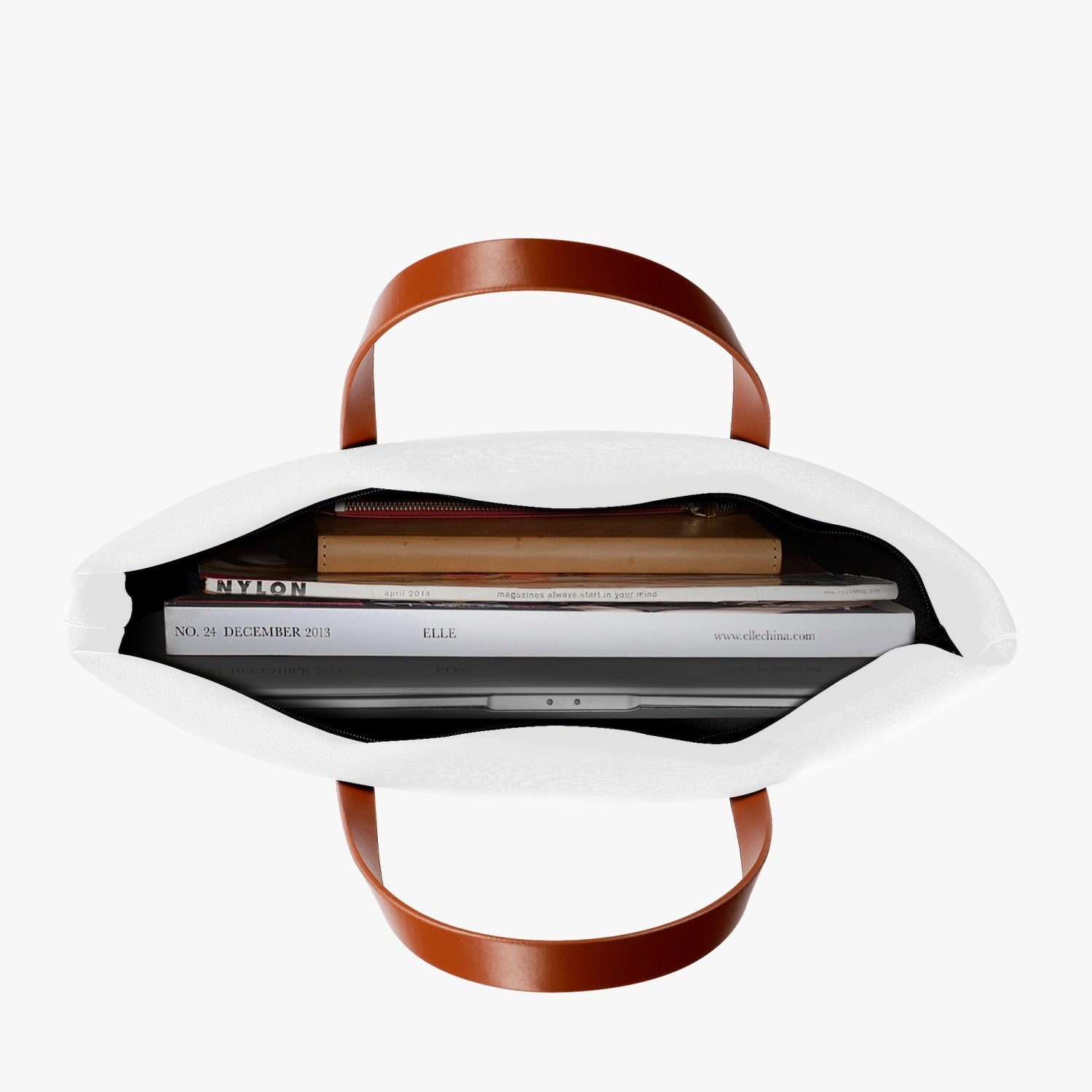 Jacki Easlick Classic Diving Cloth Tote Bag featuring durable PU leather handles and spacious interior, perfect for women.