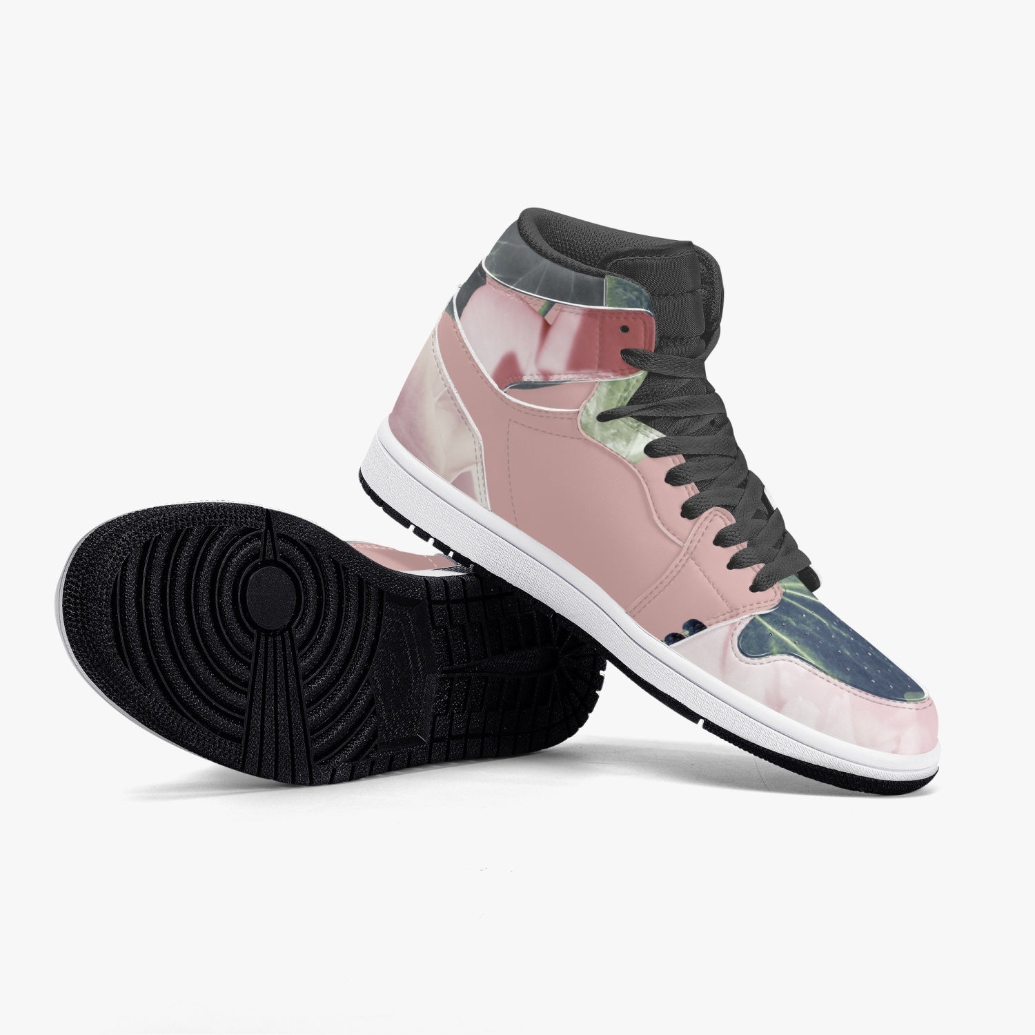 Jacki Easlick Floral Garden High-Top Leather Sneakers featuring a vibrant floral design and durable leather construction.