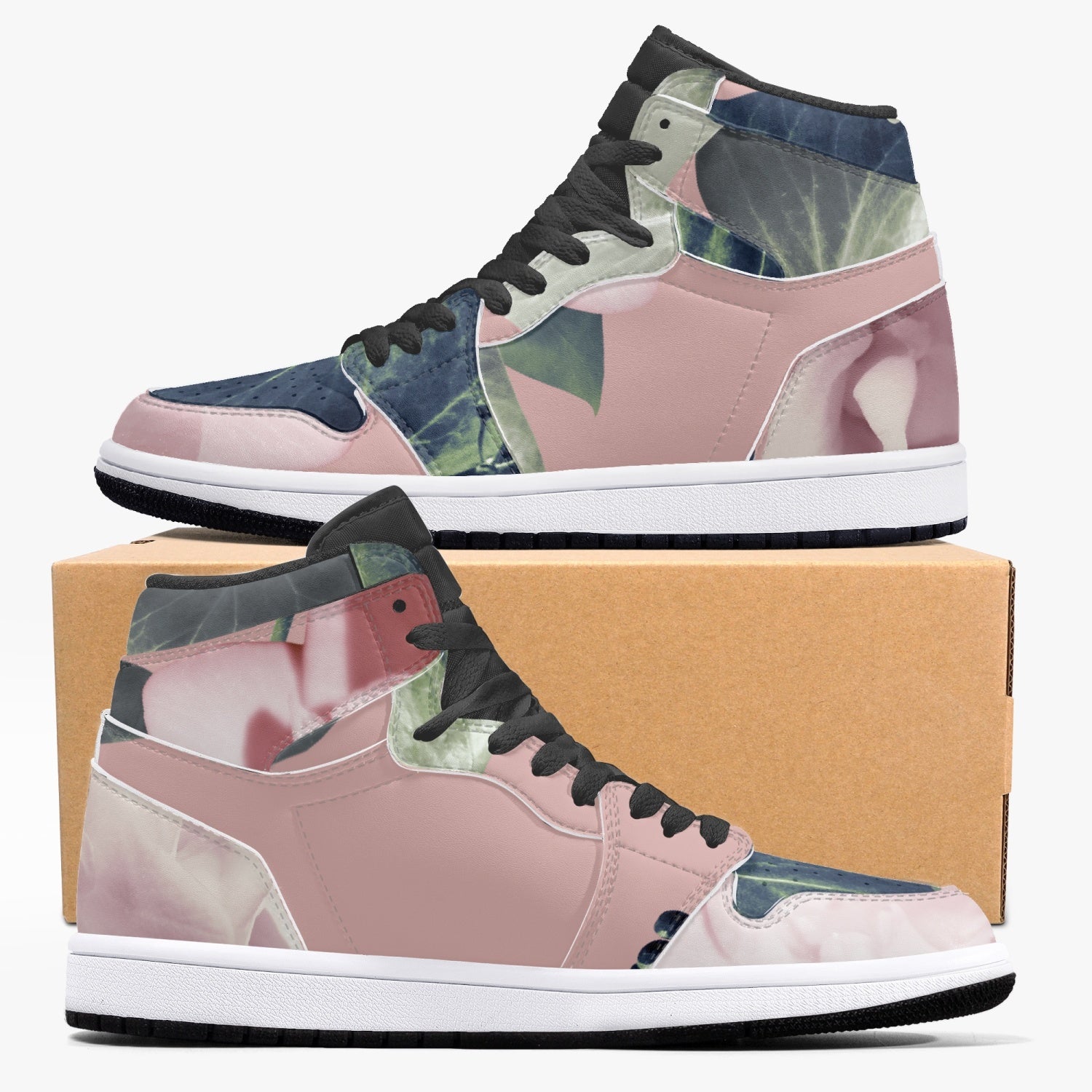 Jacki Easlick Floral Garden High-Top Leather Sneakers featuring a vibrant floral design and durable leather construction.