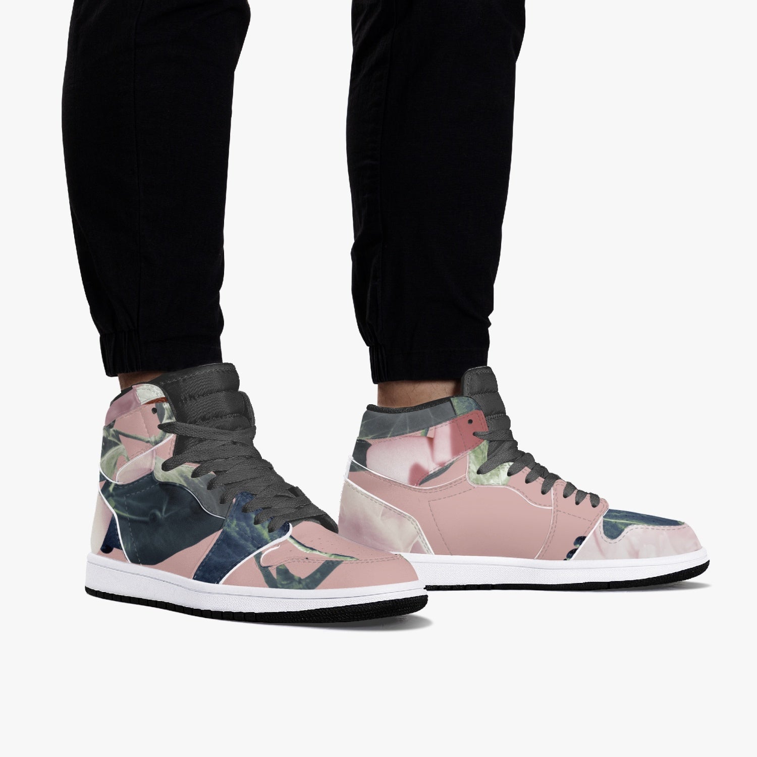 Jacki Easlick Floral Garden High-Top Leather Sneakers featuring a vibrant floral design and durable leather construction.