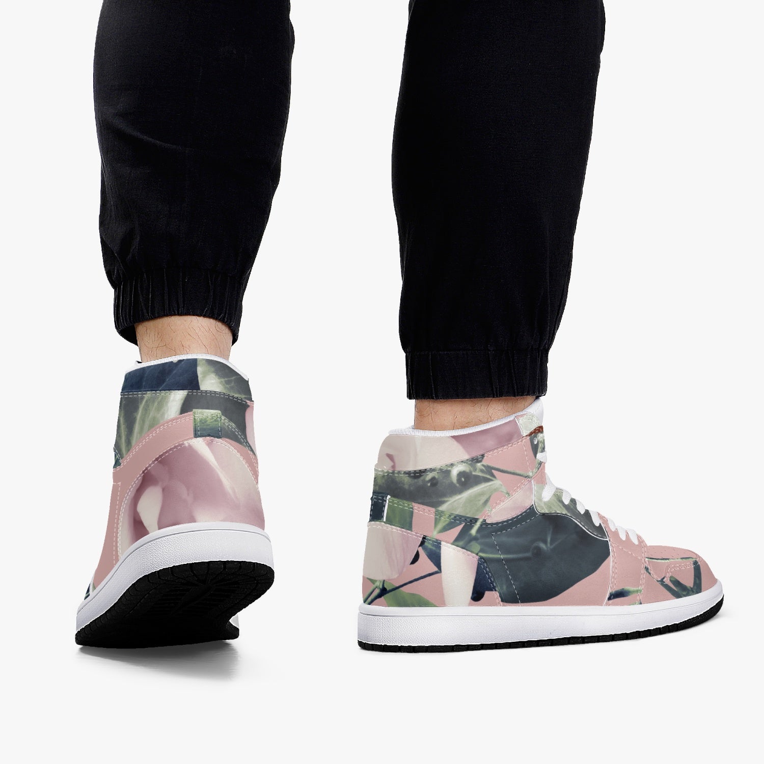 Jacki Easlick Floral Garden High-Top Leather Sneakers featuring a vibrant floral design and durable leather construction.