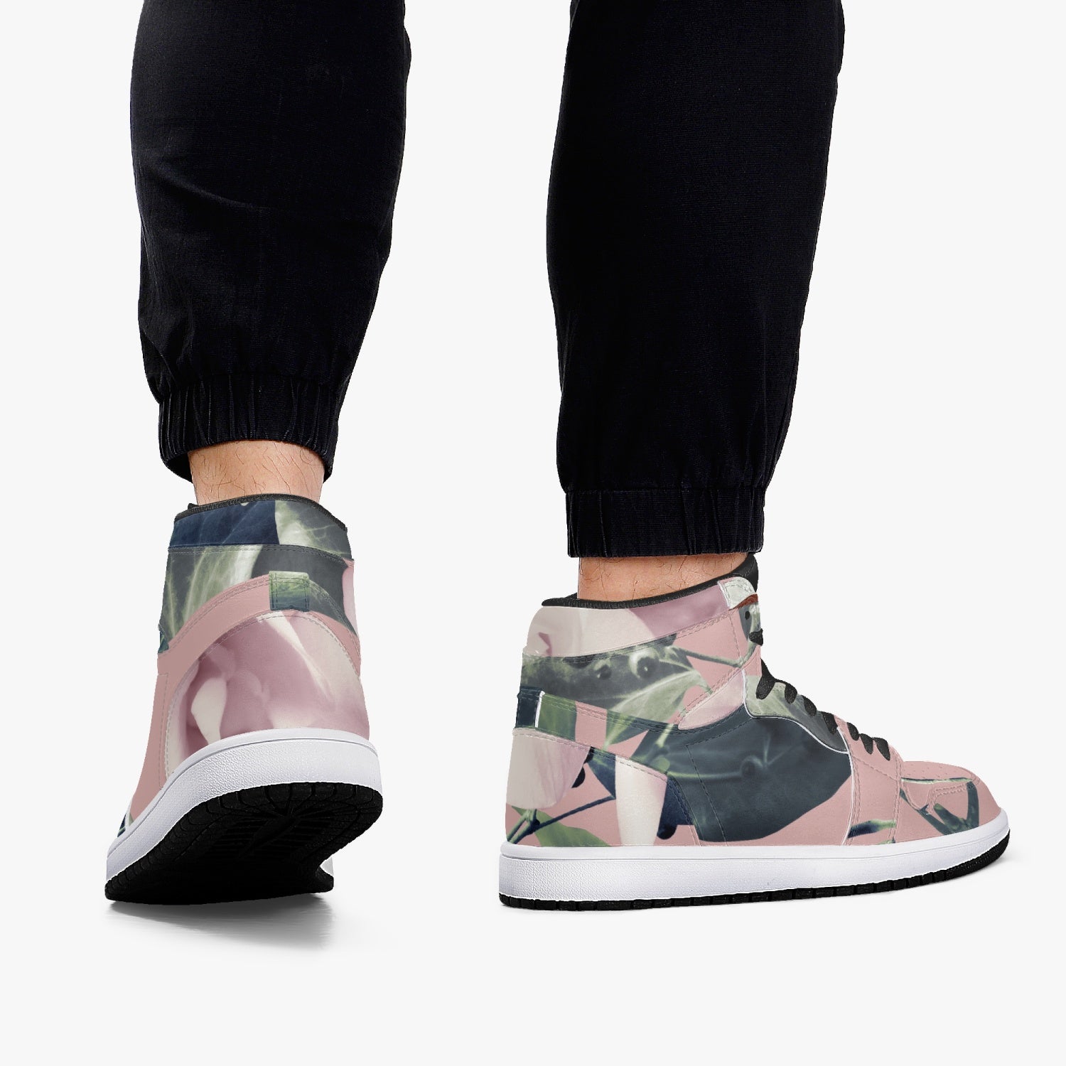 Jacki Easlick Floral Garden High-Top Leather Sneakers featuring a vibrant floral design and durable leather construction.