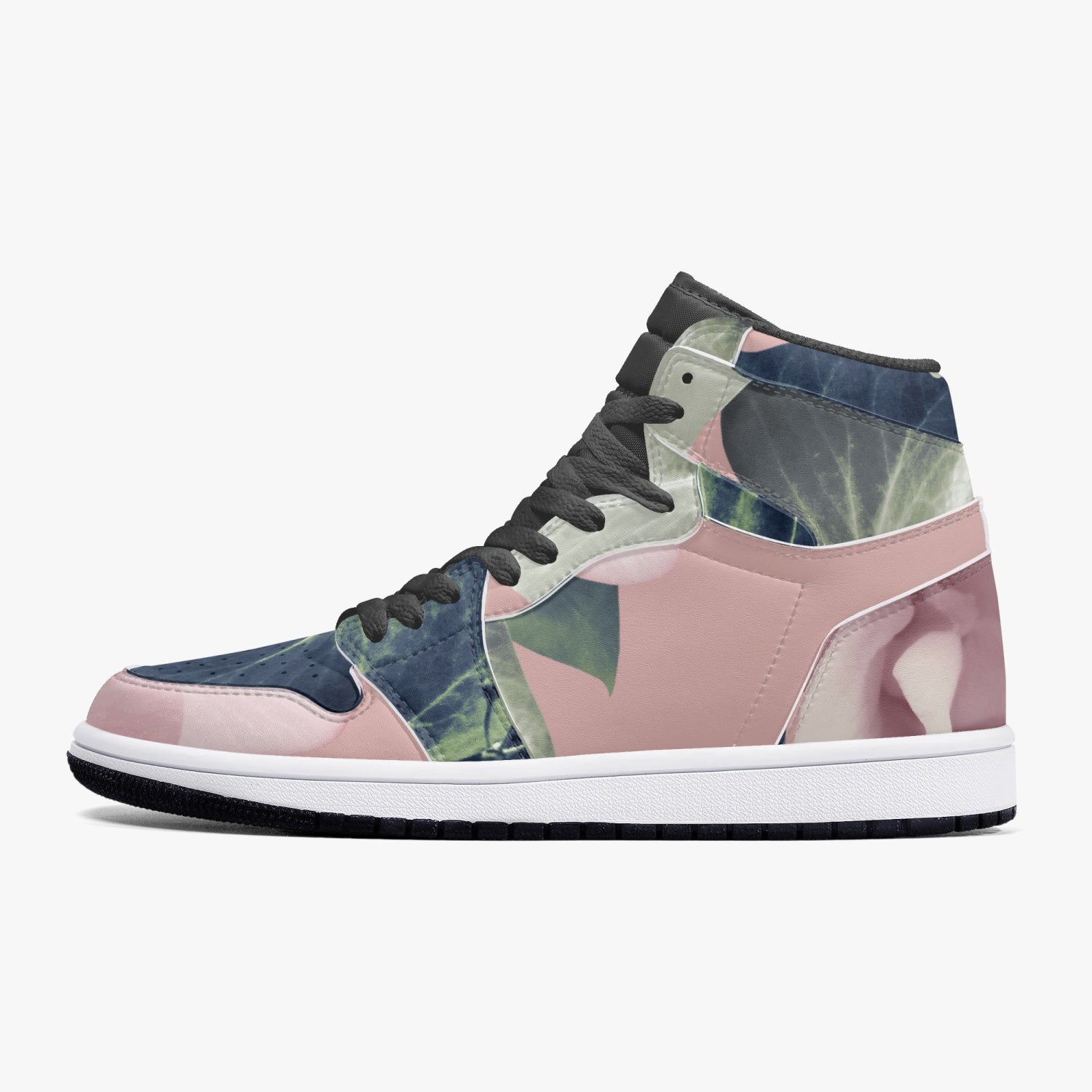 Jacki Easlick Floral Garden High-Top Leather Sneakers featuring a vibrant floral design and durable leather construction.