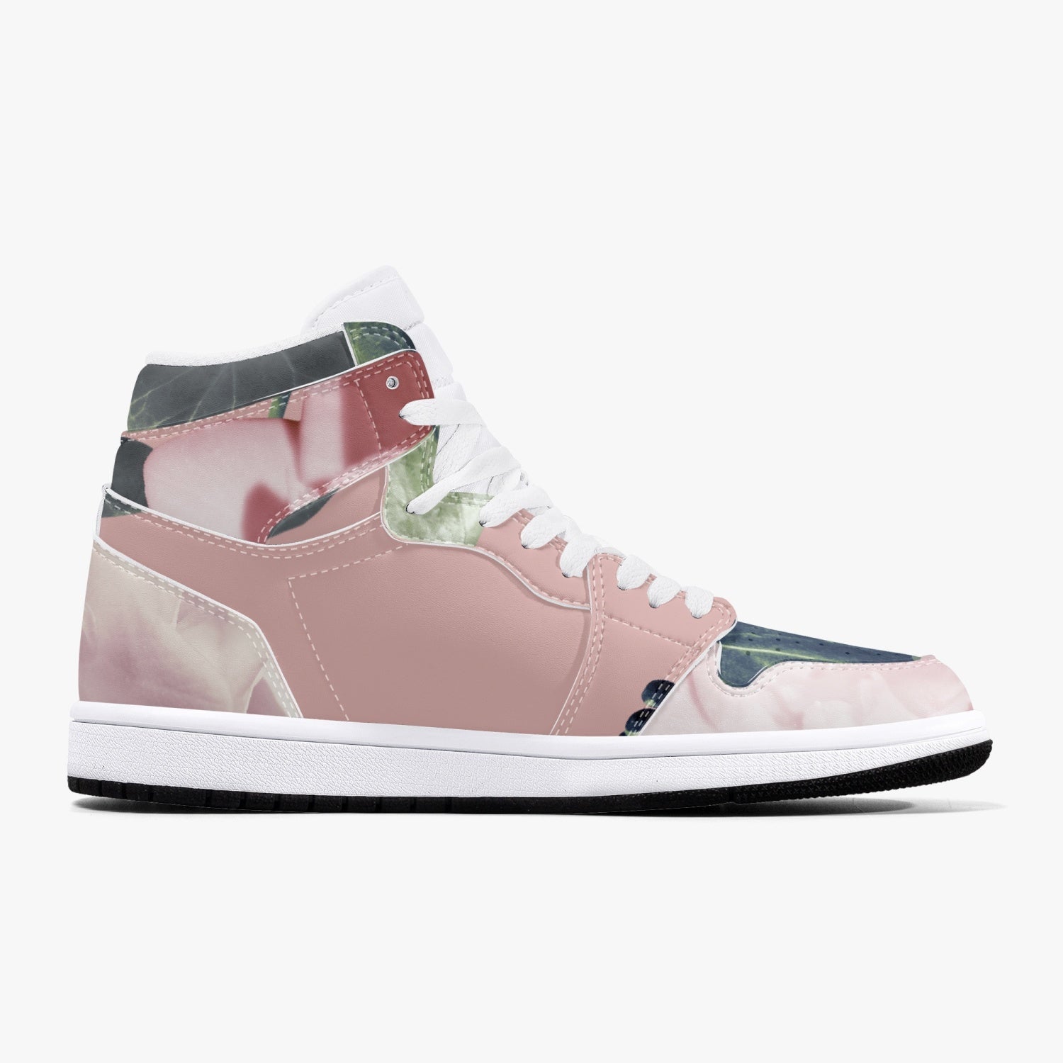 Jacki Easlick Floral Garden High-Top Leather Sneakers featuring a vibrant floral design and durable leather construction.