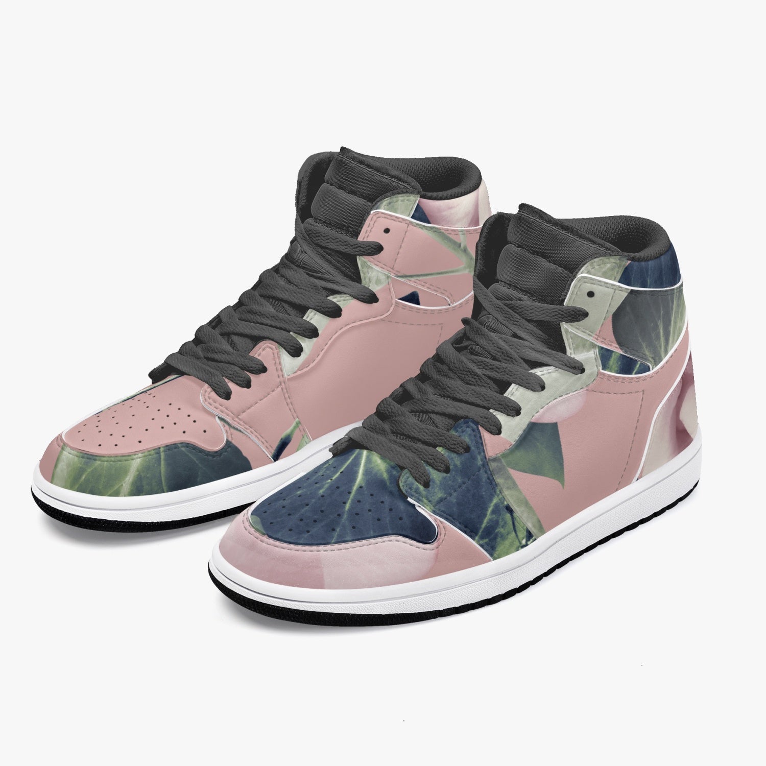 Jacki Easlick Floral Garden High-Top Leather Sneakers featuring a vibrant floral design and durable leather construction.