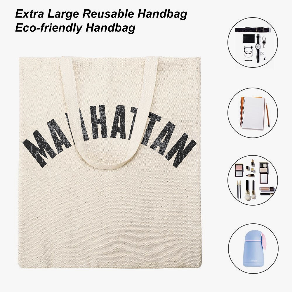 Jacki Easlick Manhattan Canvas Tote Bag featuring a stylish one-side print, made from durable canvas material, ideal for beach and daily use.