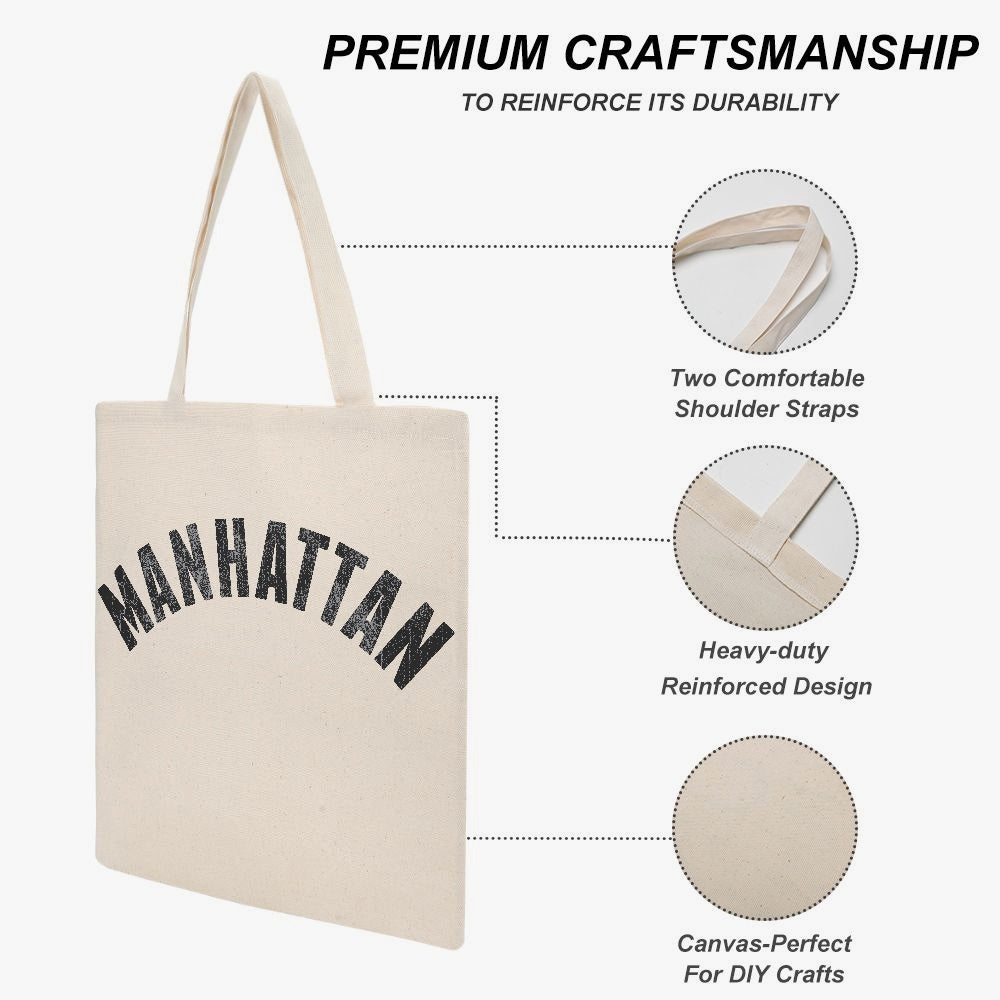 Jacki Easlick Manhattan Canvas Tote Bag featuring a stylish one-side print, made from durable canvas material, ideal for beach and daily use.