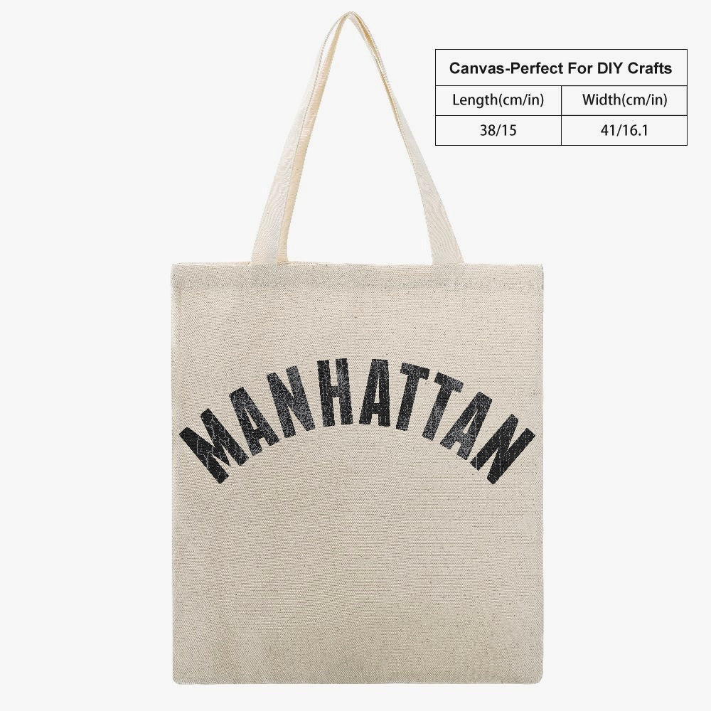 Jacki Easlick Manhattan Canvas Tote Bag featuring a stylish one-side print, made from durable canvas material, ideal for beach and daily use.