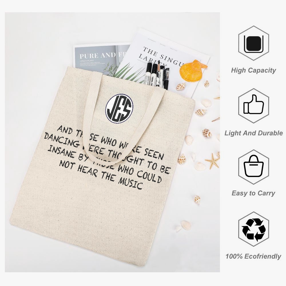 JES Canvas Tote Bags featuring vibrant two-side prints, perfect for beach outings and daily use, made from durable canvas material.