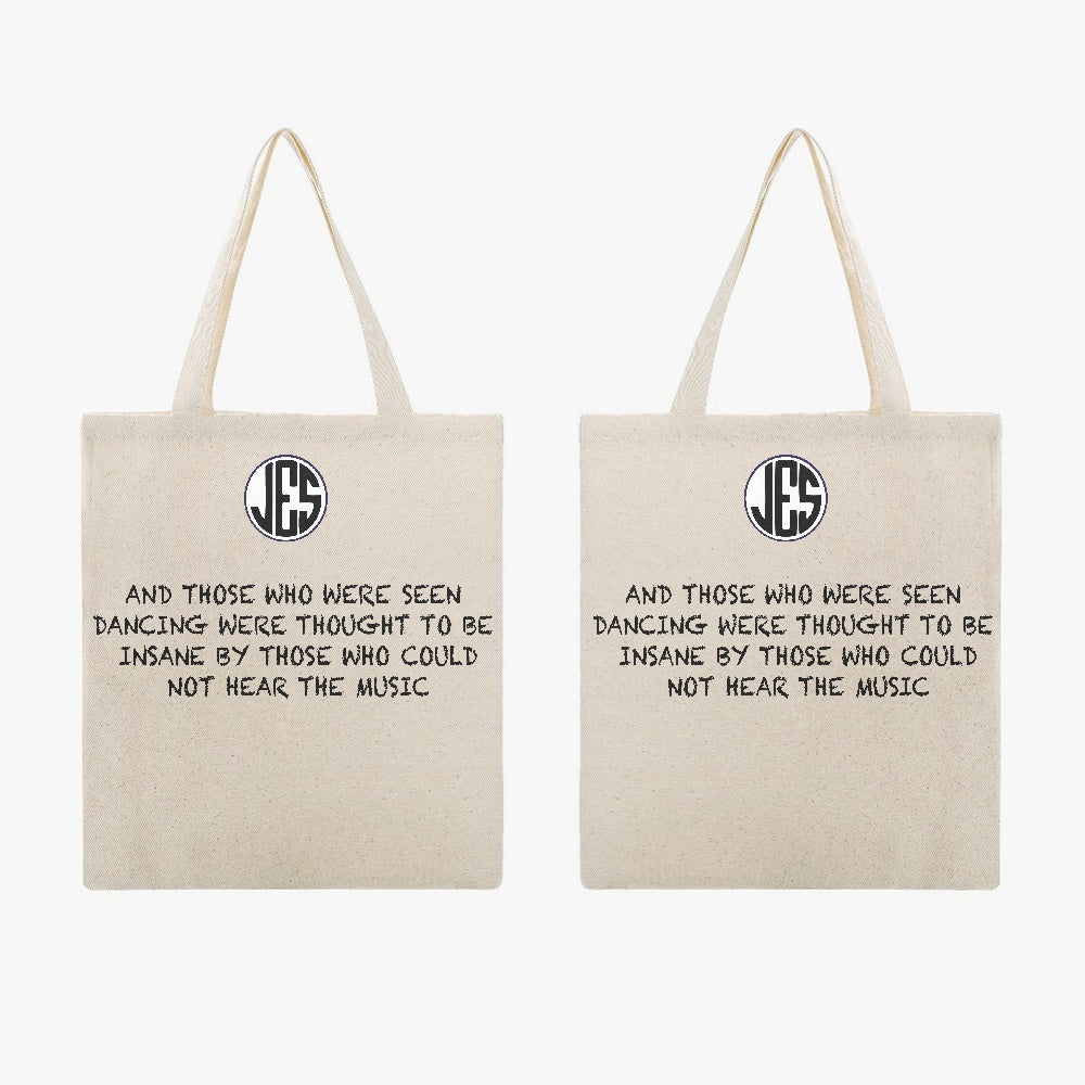 JES Canvas Tote Bags featuring vibrant two-side prints, perfect for beach outings and daily use, made from durable canvas material.