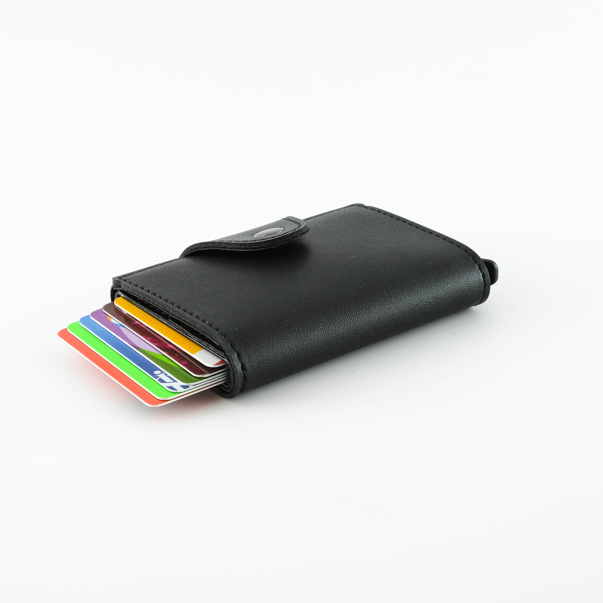 Konk Synthetic Leather RFID Protection Pop-up Cardholder in red, showcasing its sleek design and pop-up mechanism.