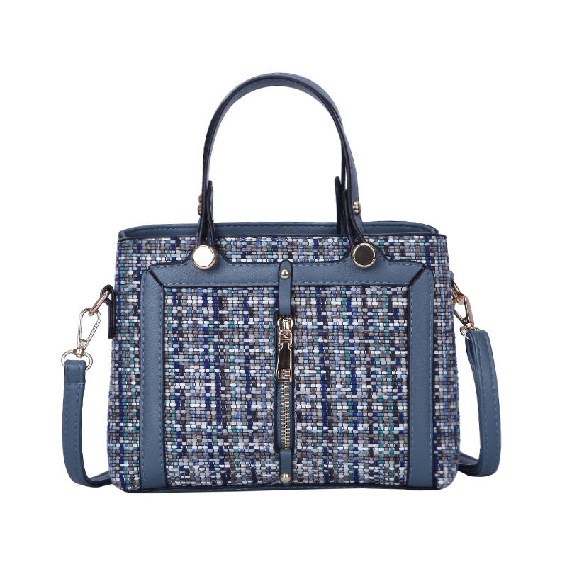 Korean Style Plaid Handbag for Ladies, featuring a three-dimensional design, zipper opening, and stylish plaid pattern.