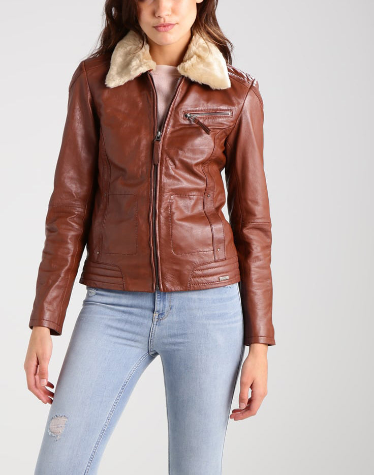 Koza Leathers Women's Real Lambskin Leather Bomber Jacket KW255 featuring high-quality leather, satin lining, and stylish design.