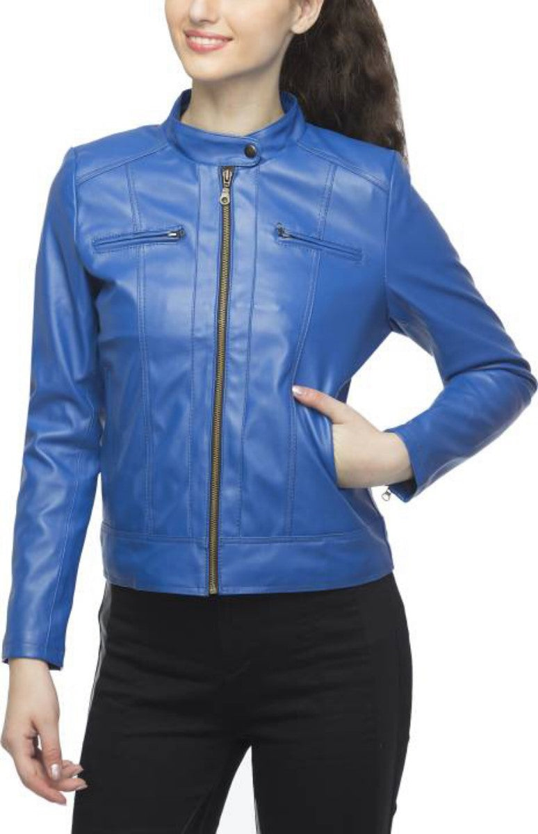 Koza Leathers Women's Real Lambskin Leather Bomber Jacket KW399 featuring high-quality leather, satin lining, and stylish bomber design.