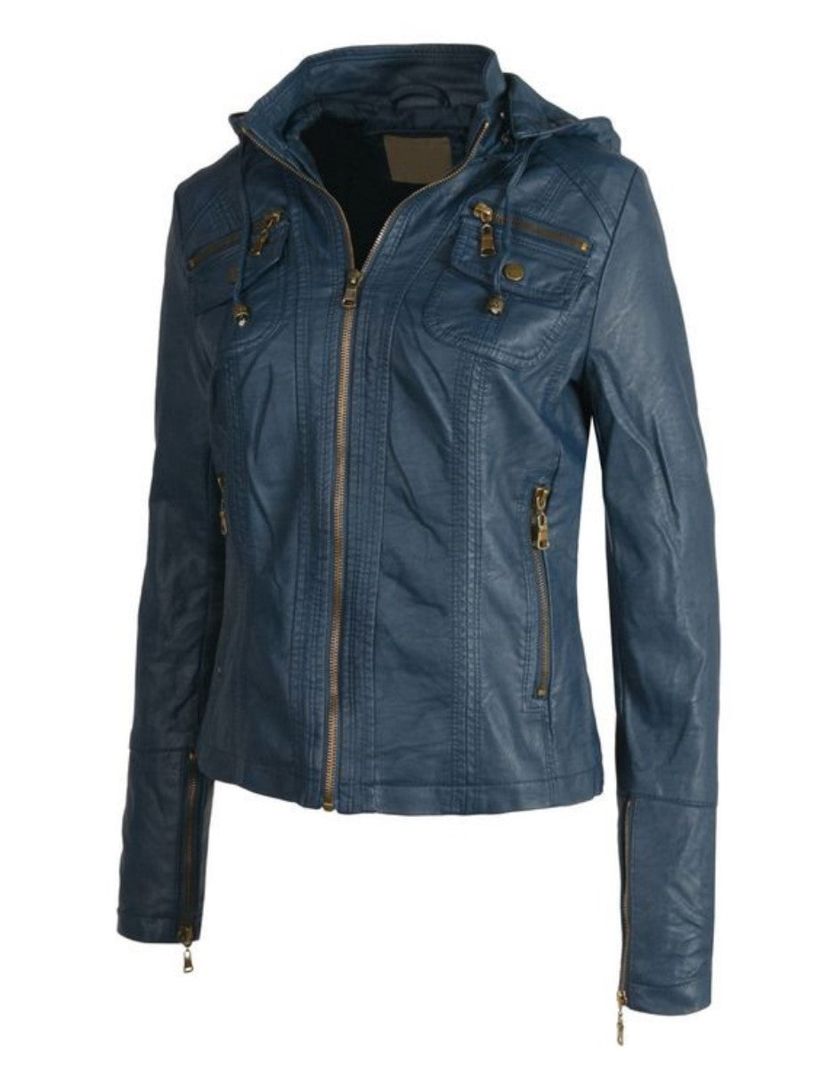 Koza Leathers Women's Real Lambskin Leather Bomber Jacket KW338 showcasing its soft leather texture and stylish design.