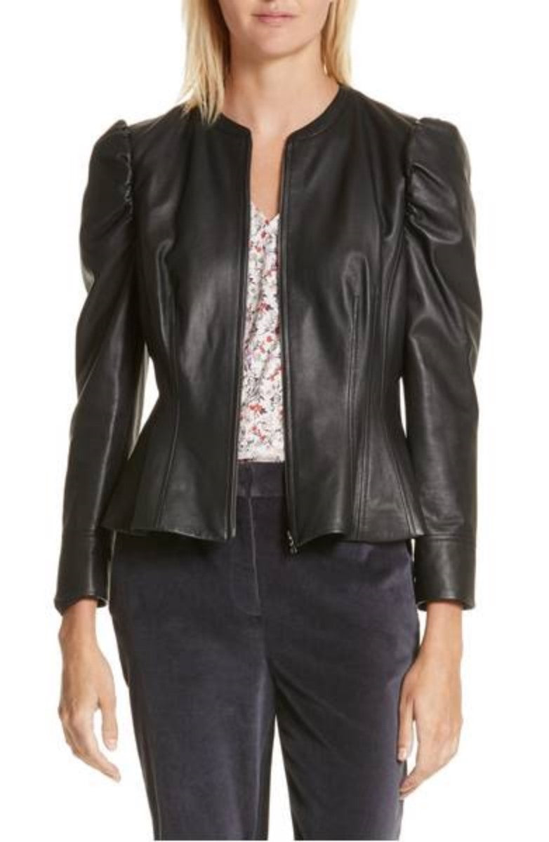 Koza Leathers Women's Real Lambskin Leather Bomber Jacket KW376 featuring a stylish design with satin lining and YKK zipper.