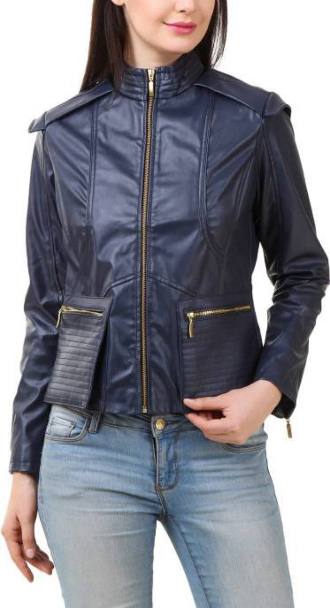Koza Leathers Women's Real Lambskin Leather Bomber Jacket KW408 in stylish design with satin lining and YKK zipper.
