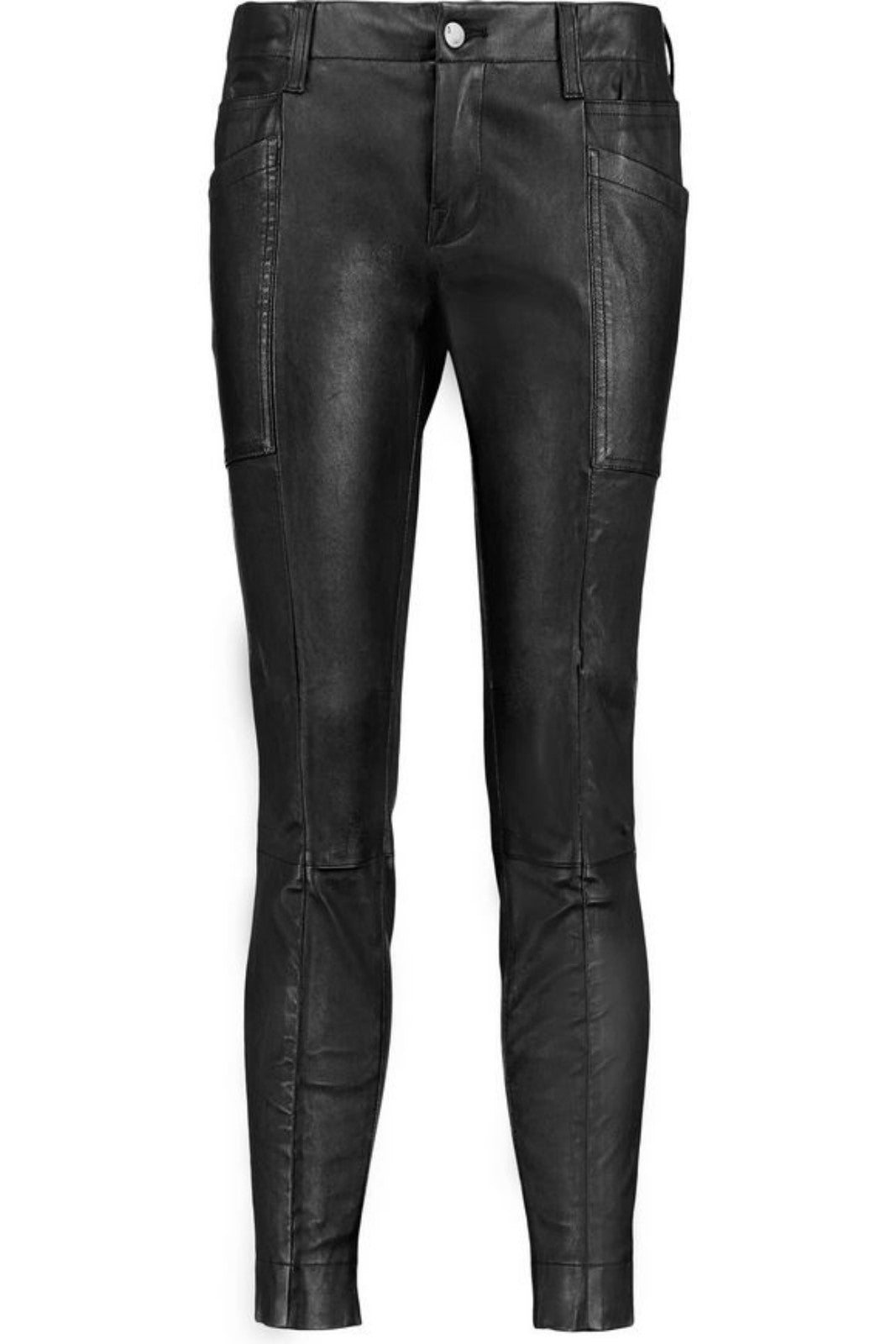 Koza Leathers Women's Real Lambskin Leather Capri Pant WP029, showcasing soft lambskin leather with a stylish design and pockets.