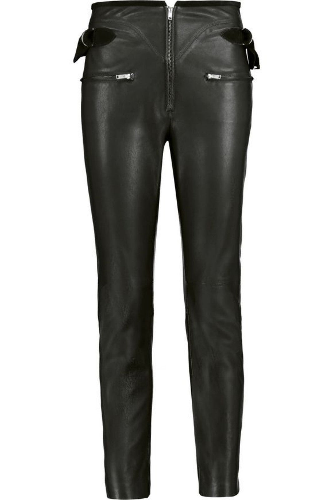 Koza Leathers Women's Real Lambskin Leather Capri Pant WP033, showcasing soft lambskin leather with a stylish design and pockets.
