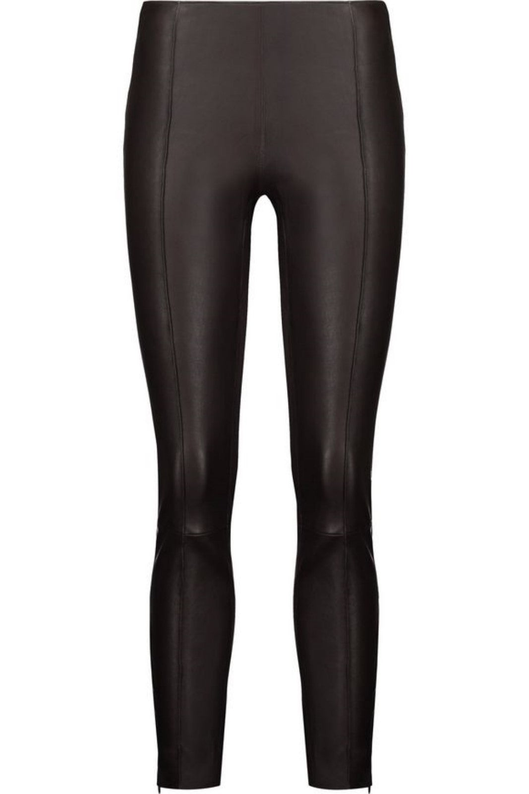 Koza Leathers Women's Real Lambskin Leather Capri Pant WP031 displayed on a mannequin, showcasing its sleek design and high-quality lambskin leather.