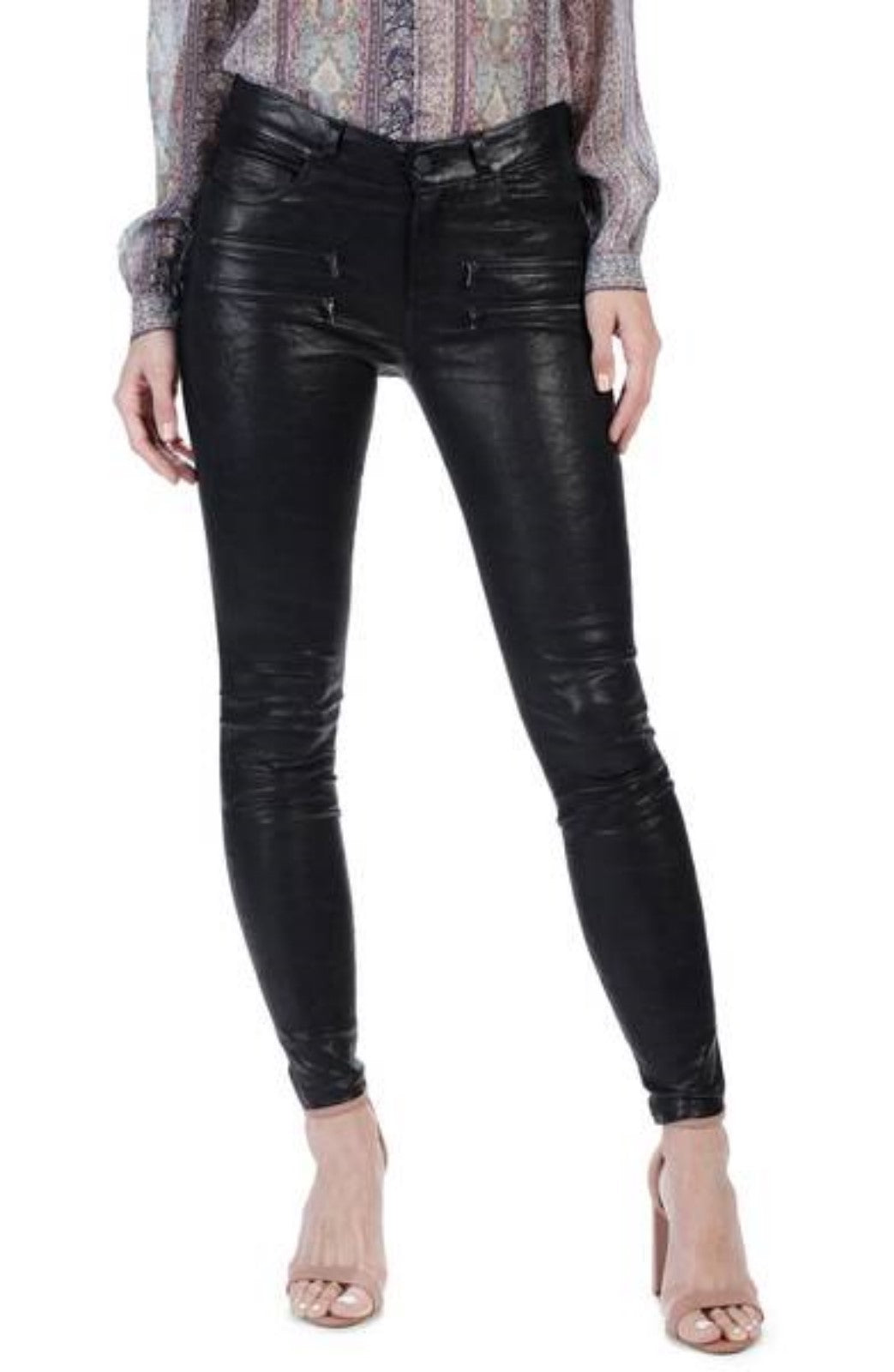 Koza Leathers Women's Real Lambskin Leather Pant WP009, showcasing soft lambskin leather with fine stitching and pockets.