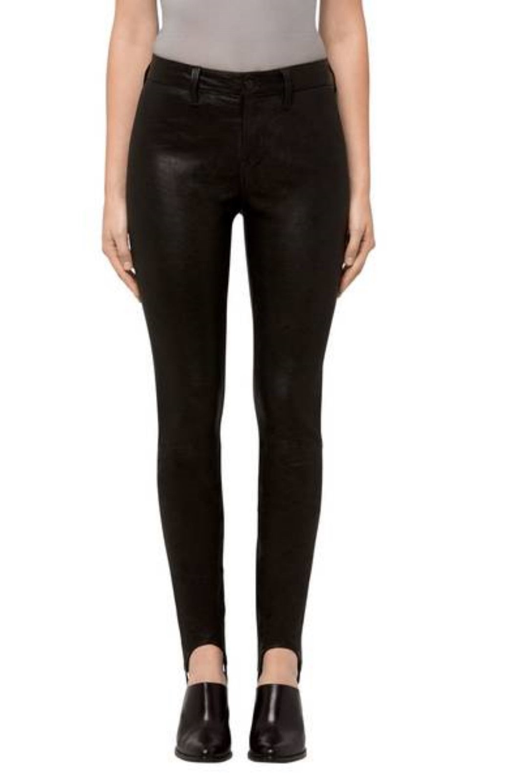 Koza Leathers Women's Real Lambskin Leather skinny Pant WP012 displayed on a mannequin, showcasing its sleek design and high-quality leather.