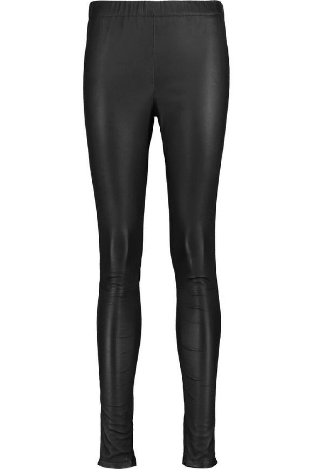 Koza Leathers Women's Real Lambskin Leather Skinny Pant WP063 displayed on a mannequin, showcasing its sleek design and high-quality lambskin leather.