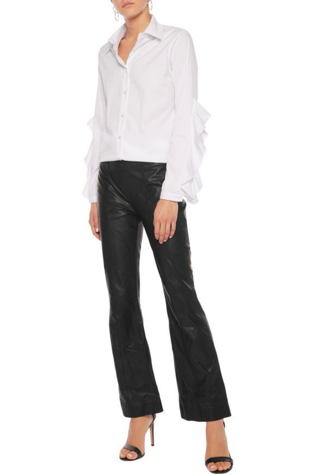 Koza Leathers Women's Real Lambskin Leather Skinny Pant WP064 displayed on a mannequin, showcasing its sleek design and high-quality lambskin leather.