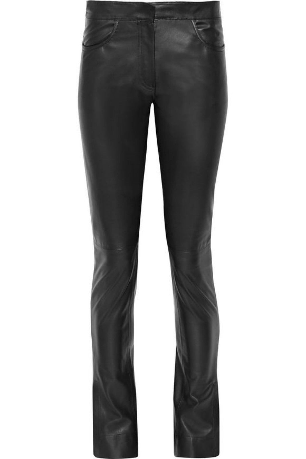 Koza Leathers Women's Real Lambskin Leather Skinny Pant WP078 displayed on a mannequin, showcasing its sleek design and premium lambskin leather texture.